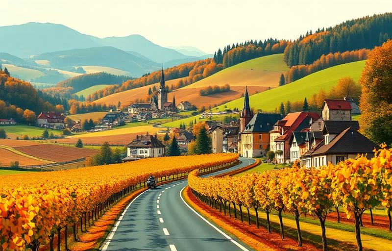 Alsace Wine Road motorcycle route in Alsace, France
