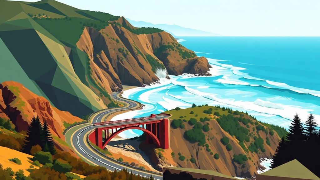 Big Sur to San Simeon motorcycle route in California, USA