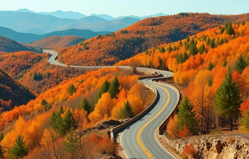 Blue Ridge Parkway motorcycle route in Virginia / North Carolina, USA