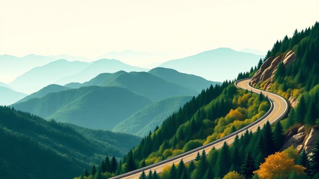 Cherohala Skyway motorcycle route in Tennessee / North Carolina, USA