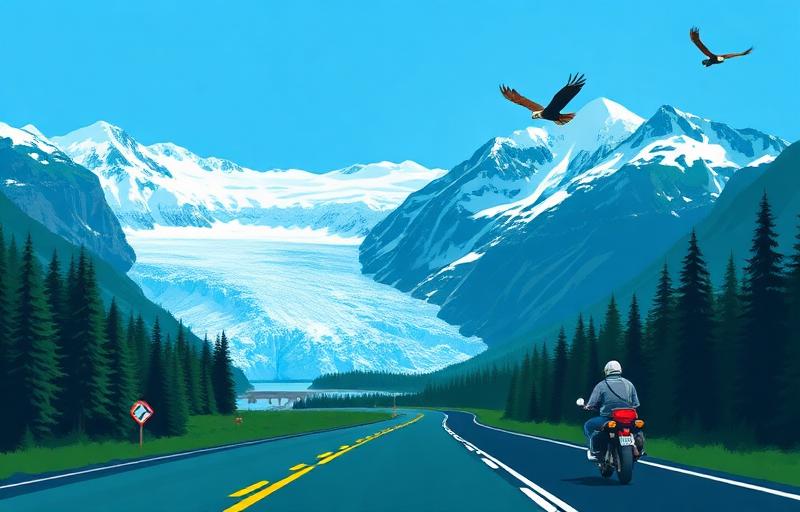 Glacier Highway motorcycle route in Alaska, USA