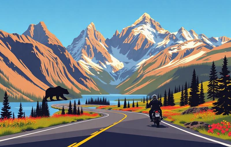 Glacier National Park Roads motorcycle route in Montana, USA