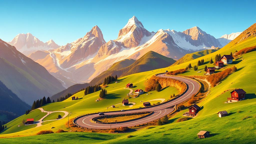 Klausen Pass Historic Route motorcycle route in Alps, Switzerland