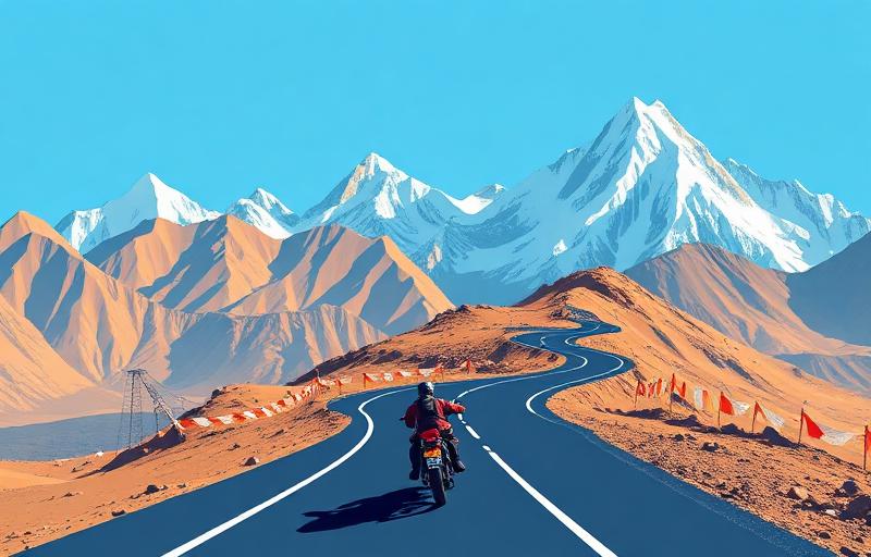 Leh - Khardung La - Nubra Valley motorcycle route in India, India