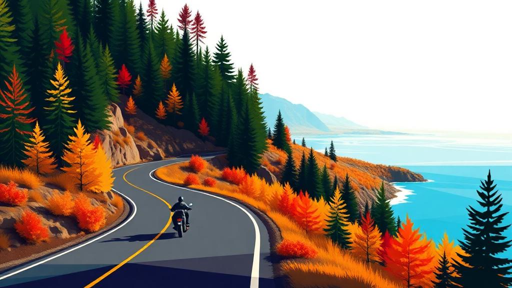 Lake Superior North Shore motorcycle route in Minnesota, USA