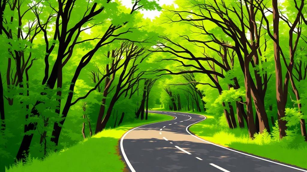 Natchez Trace Parkway motorcycle route in Mississippi / Alabama / Tennessee, USA
