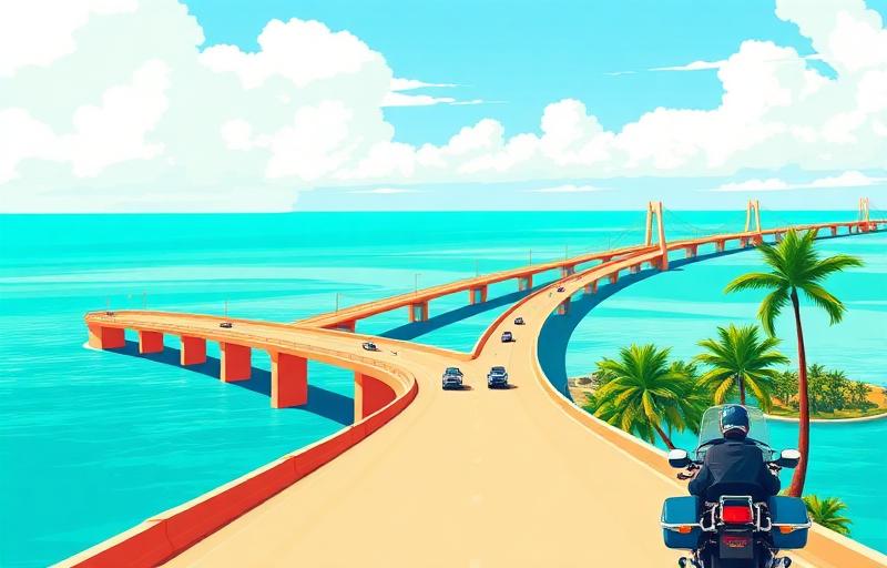 Overseas Highway (US-1) motorcycle route in Florida, USA
