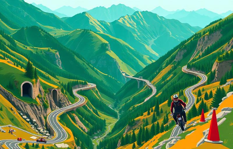 Transfagarasan Highway motorcycle route in Transylvania, Romania